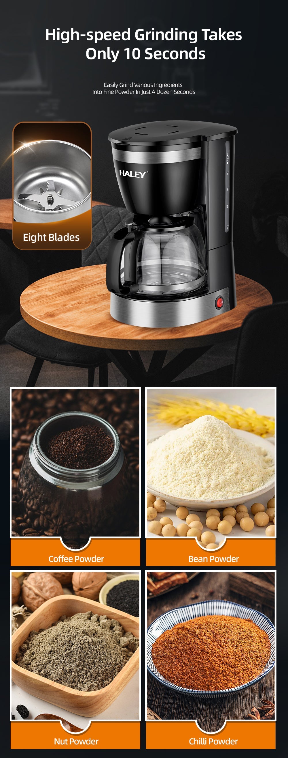 Aparat de Cafea HALEY HY-2808 – 800W, 1.25L, 12 Căni, Sistem de Siguranță, Operare Ușoară